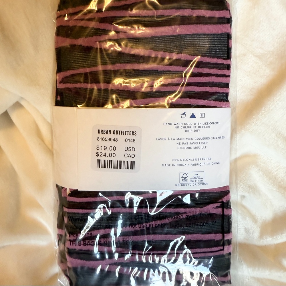 Urban  Outfitters Lots of Lines Tights in Pink/Black - Picture 5 of 5